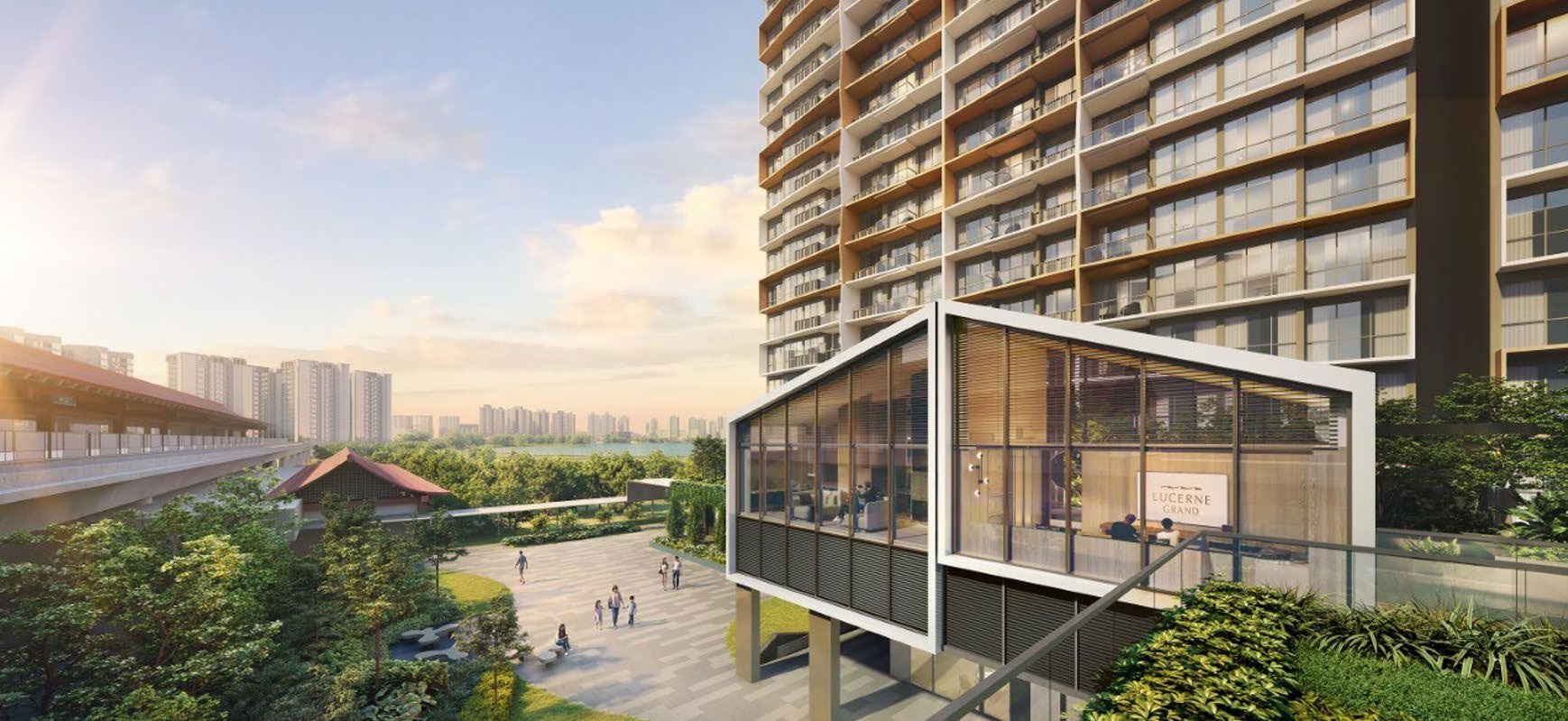 The arrival pavilion at Lucerne Grand, next to Lakeside MRT station. Artist's impression.