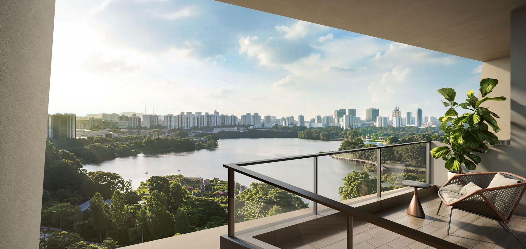 The eastern view from a unit balcony. Artist's impression.
