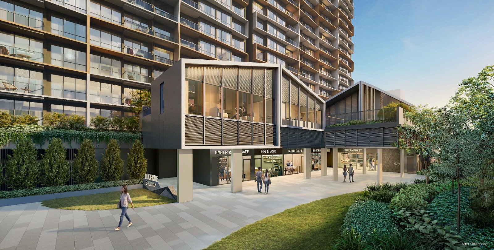 Lucerne Galleria retail frontage at street level. Artist's impression.