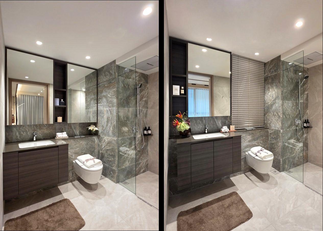 Master bathroom in the 4-bedroom premium + entertainment showflat.