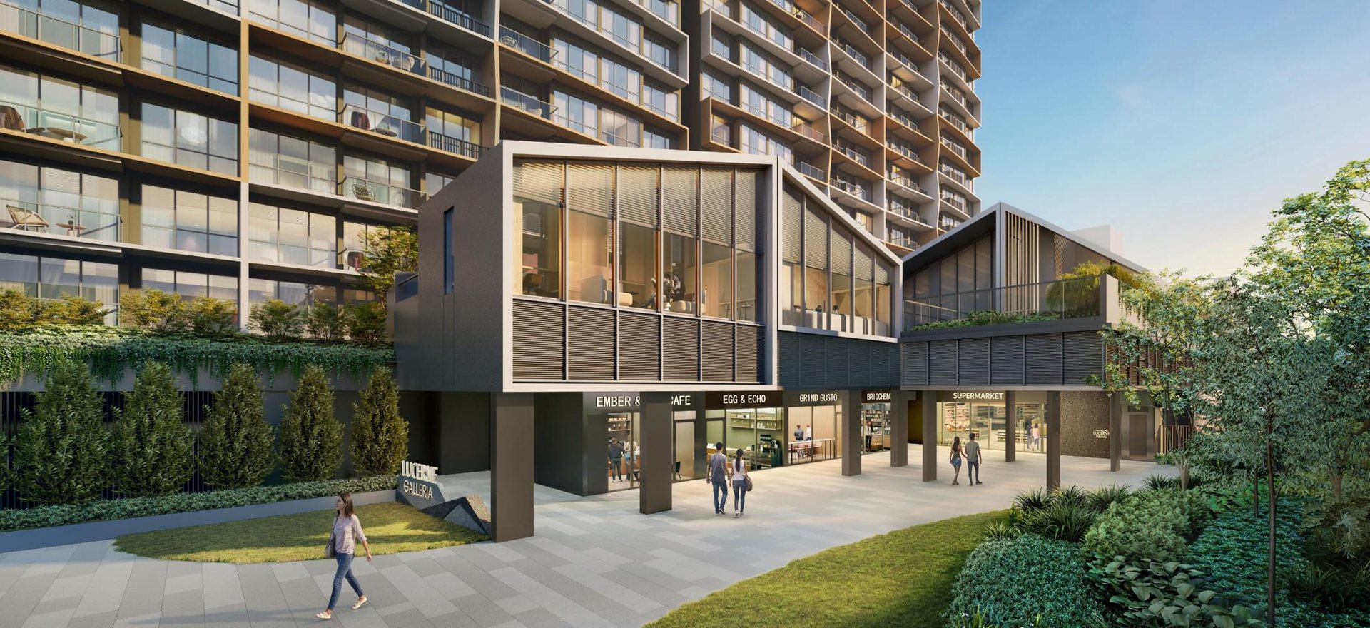 The community plaza at Lucerne Grand. Artist's impression.