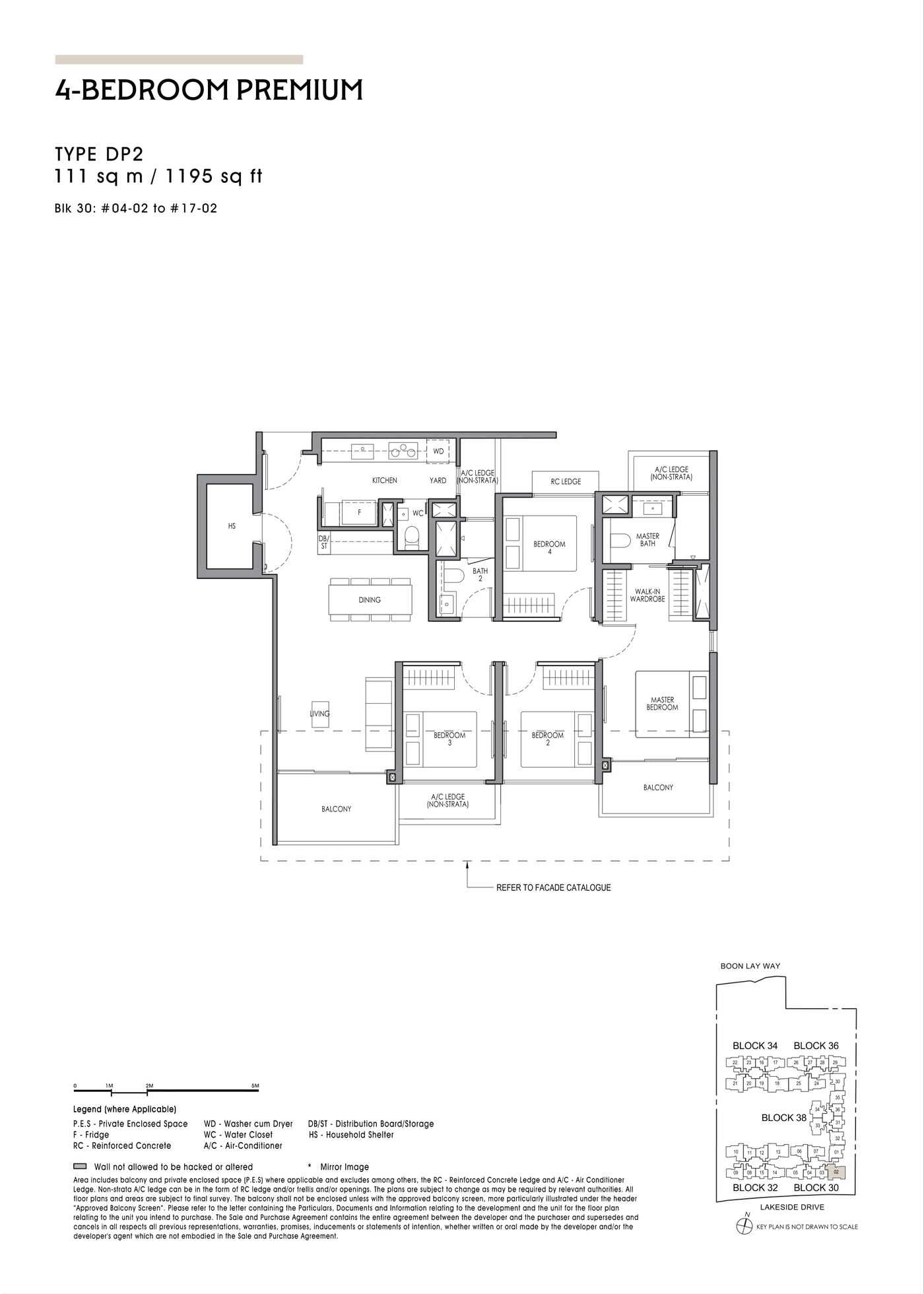 Floor plan, type DP2 - 4 Bedroom Premium, 111 sq m / 1,195 sq ft.